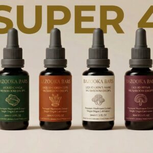Bazooka Bars Super 4 – Lions Mane, Chaga, Reishi, Cordyceps Mushroom Tincture (4 x 60ml)